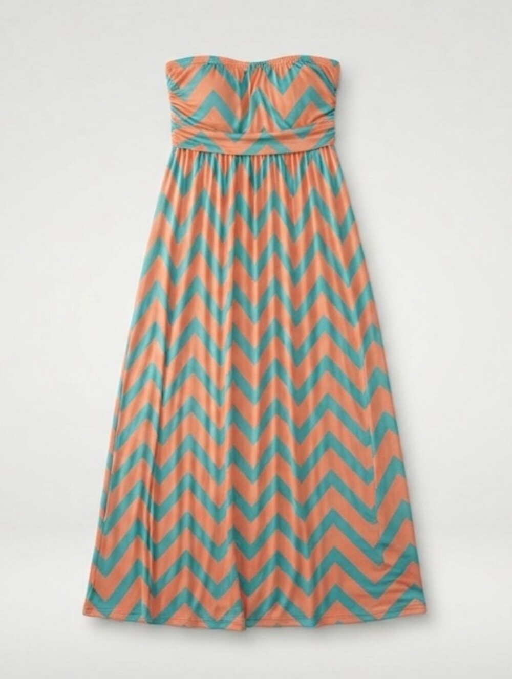 👗 3/$25 👗R. Rouge Strapless Chevron Maxi Dress 2XL Coral Orange Teal Beach Sum